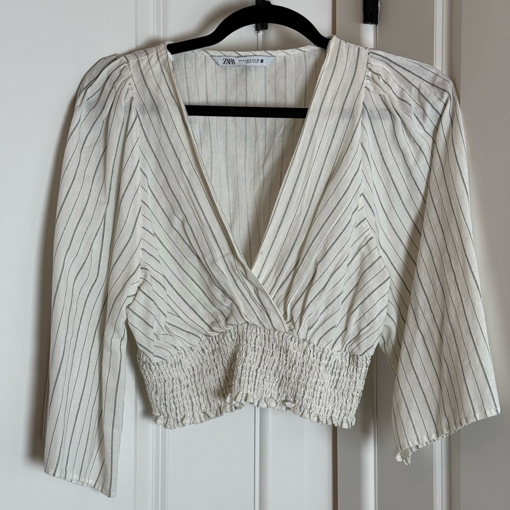 Zara Cream Striped Blouse